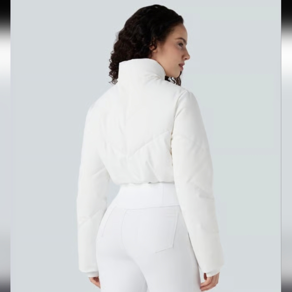 Halara PuffFlex 3-in-1 Stand Collar Casual Cropped Puffer Coat - XL